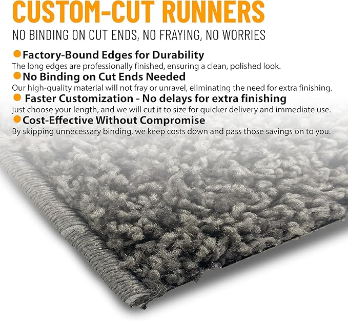 Ottomanson 3' x 22' Shaggy Runner Rug - Plush & Cozy Non-Slip Carpet for Bedroom, Living Room, Bathroom & Entryway - Durable & High-Traffic Friendly for Hallways & Dorms, Gray