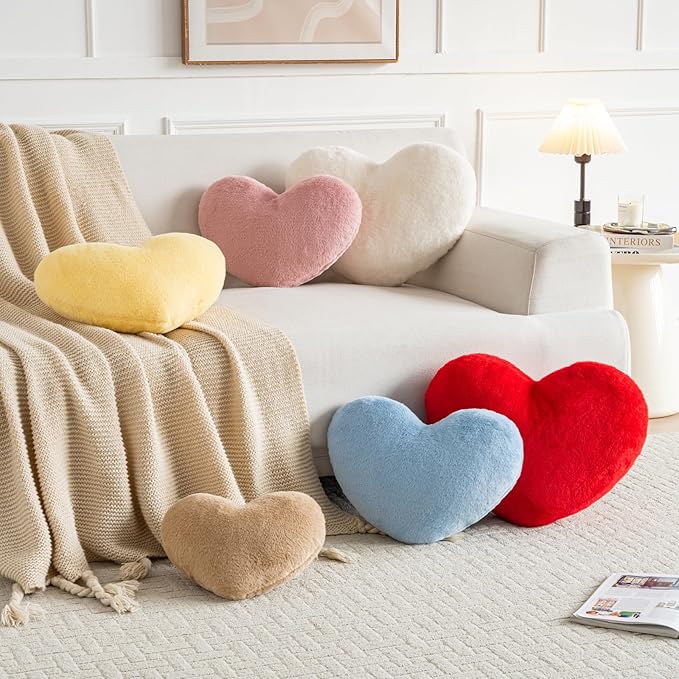 Xiashrk Heart Pillow, Heart Shaped Pillow for Bed Couch, Soft Decorative Heart Throw Pillow, Cute Decorate Pillows, Heart Pillows for Bedroom Living Room (Red, Large 19.6"x15.7")