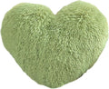 MorroMorn Fluffy Heart Throw Pillows, Shaggy Decorative Pillow for Sofa Couch Bed, Cute Room Decor Decorations for Women Girls Kids (Green)