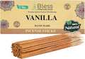 Bless-Vanilla 100%-Natural-Handmade-Hand-Dipped-Incense-Sticks Organic-Chemicals-Charcoal-Free Purification-Relaxation-Positivity-Yoga-Meditation Best-Woods-Scent (500 Sticks(26 OZ))