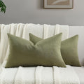 FUTEI Moss Green Chenille Throw Pillow Covers 12x20 Inch Set of 2,Soft Wide Chevron Textured Lumbar Pillow Cases,Farmhouse Home Decor for Couch Living Room