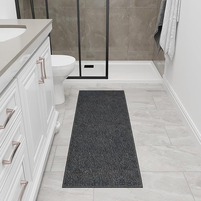 Ottomanson 2' x 6' Ultra-Thin Hallway Runner Rug - Durable Non-Slip Carpet for High-Traffic Areas - Fits Under Doors for Seamless Entry - Ideal for Kitchen, Entryway, Bedroom & Living Room, Black