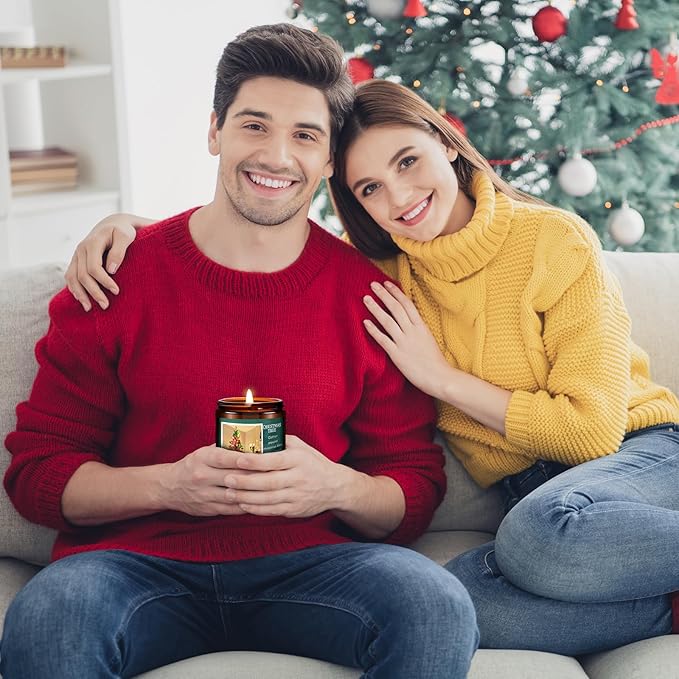 Christmas Candle | Christmas Spice Scented Candle, Holiday Candles Gift, Soy Wax Candle for Home Scented, Aromatherapy Jar Candles, Gifts for Women and Men, Cozy Winter Candles for Home Decor, 7 oz