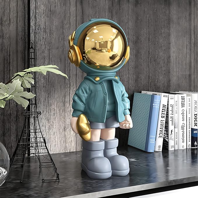 Figurine Statue Astronaut Sculpture Spaceman Decor,Sculpture for Home Decor,Arts Blue Shelf Decoration,Cool Metal Mask Table Decor,Large Spaceman Figure Ornament
