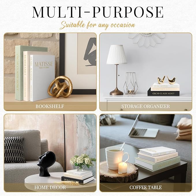 Decorative Books for Home Decor- 2Pcs Linen Decorative Boxes for Aesthetic Room Decoration, Modern Fake Book Storage Boxes for Coffee Table, Bookshelf or Mantle Decor, Light Gray