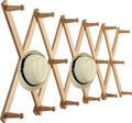 WEBI Accordion Wall Hanger,Expandable Wooden Hat Rack for Wall Mounted Coat Rack,Accordion Hat Hooks Holder for Baseball Caps,17 Peg Hooks,Natural
