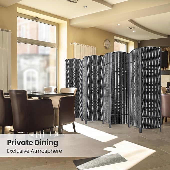 8 Panel Room Divider,6Ft Folding Privacy Screen,Tall - Extra Wide Foldable Panel Partition Wall Divider with Diamond Double-Weaved Hand-Woven Design Room Screen Divider
