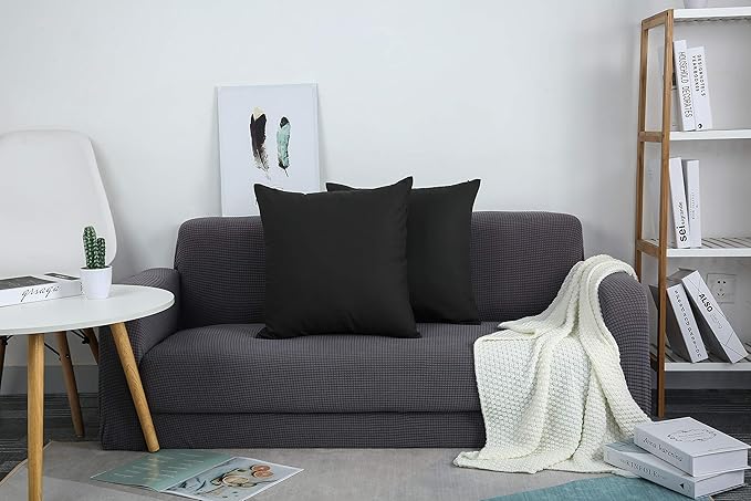 TangDepot Handmade Decorative Solid 100% Cotton Canvas Throw Pillow Covers/Cushion Covers, 45 Colors Available - (18" x18" , Charcoal Gray, 2 Count (Pack of 1))