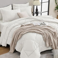 HEVUMYI Ivory King Comforter Set - 7-Piece All Season Bed in a Bag King, Ultra Soft Bedding Set with Comforter, Flat Sheet, Fitted Sheet, Pillowcases, Pillow Shams