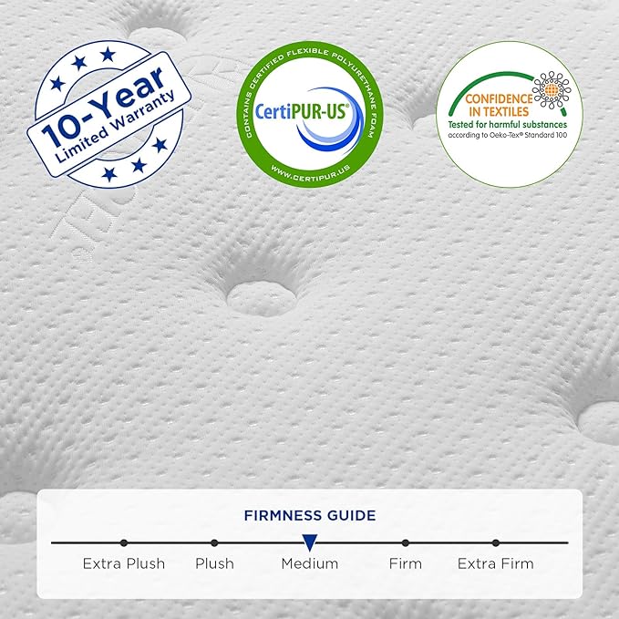 King Mattress,12 Inch Hybrid Pillow Top King Size Mattress,Individually Wrapped Pocket Coils Innerspring for a Cool Sleep & Pressure Relief,Medium Firm Feel with Motion Isolation.