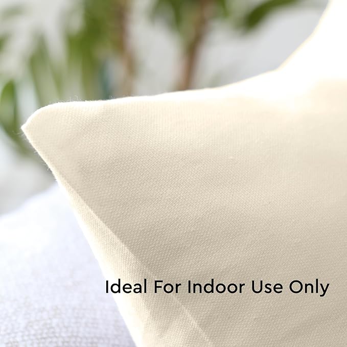 Encasa XO Throw Pillow Covers 12x20 in Set of 2 Natural | No Inserts | Cotton Pillow Covers for Living Room, Bed, Sofa, Couch | Decorative Cushion Covers with Improved Zippers