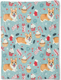 Cute Christmas Corgi Blanket - Festive Dog Fleece Throw,Gifts for Kids Adult, Soft & Warm,Lightweight, for Holiday Decor,Winter Celebration, and Room Home Accents 60x80in