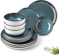 GBHOME Ceramic Dinnerware Sets, 12 Pieces Stoneware Dinnerware Set, Plates and Bowls Sets, Dishwasher & Microwave Safe,Dishes Set | Service for 4