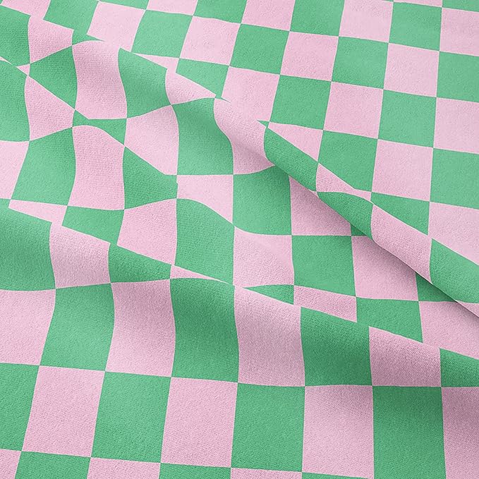 Tailor Shop Green Pink Plaid Comforter Sets King Women Men Green Checkerboard Grid Bedding Boys Girls Modern Grass Checkered Geometric Quilts Aesthetic Room Decor with 2 Pillowcases…
