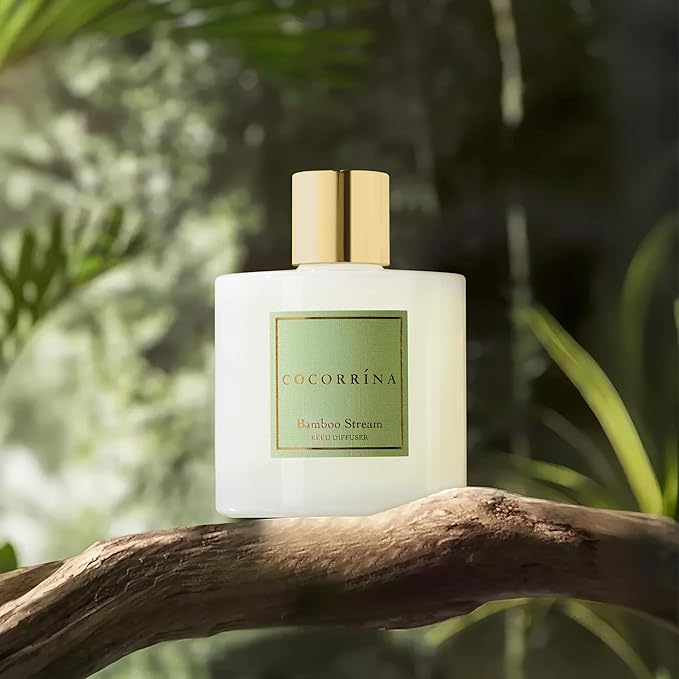 Cocorrína Reed Diffuser - Bamboo Stream Scented Diffuser with 8 Sticks Home Fragrance Reed Diffuser for Bathroom Shelf Decor