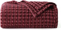 Bedsure Cooling Cotton Waffle Twin XL Blanket - Lightweight Breathable Blanket of Rayon Derived from Bamboo for Hot Sleepers, Luxury Throws for Bed, Couch and Sofa, Burgundy, 66x90 Inches
