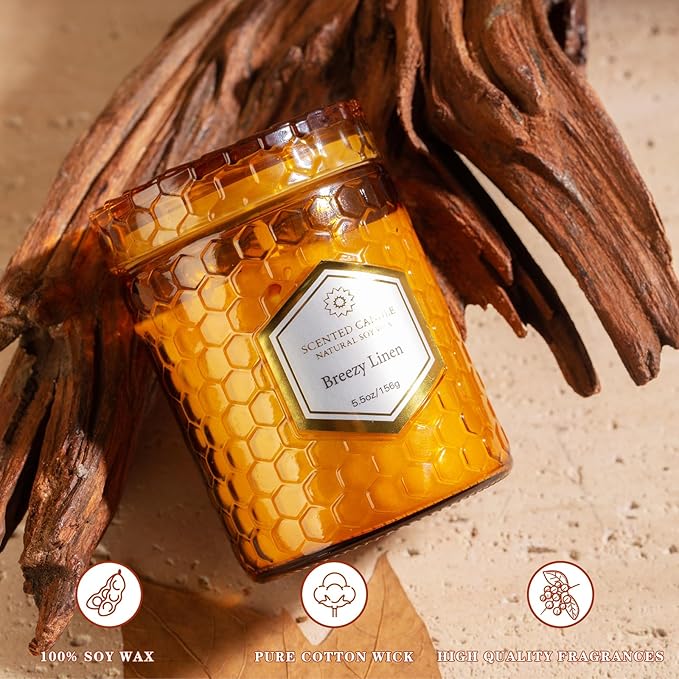 6 Pack Natural Soy Wax Jar Candles for Home Scented, 33 oz 240 Hour Long Lasting Aromatherapy Fall Candles Gifts for Women Birthday | Thanksgiving Day Christmas | Amber Candles|