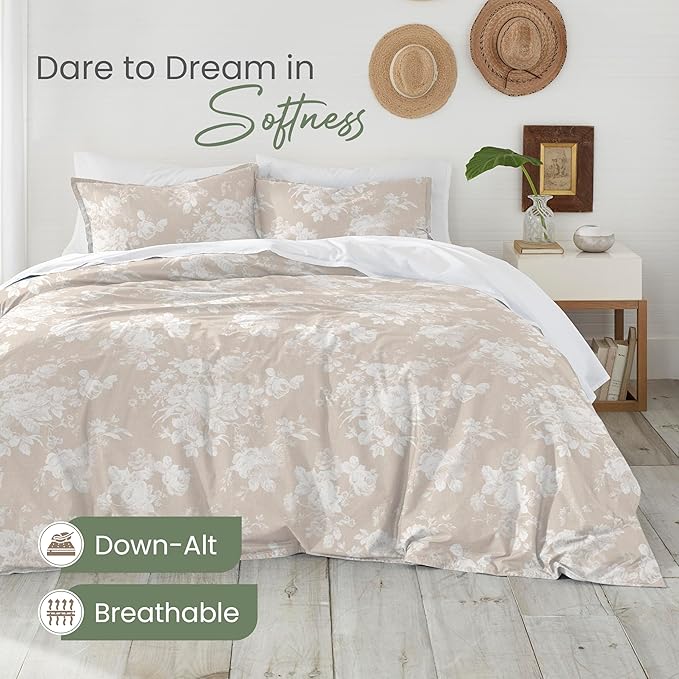 Martex EcoPure Comfort Wash 2-Piece Print Twin Comforter Set – 100% Organic Cotton - All-Season - Breathable & Lightweight – Easy Care – Sienna