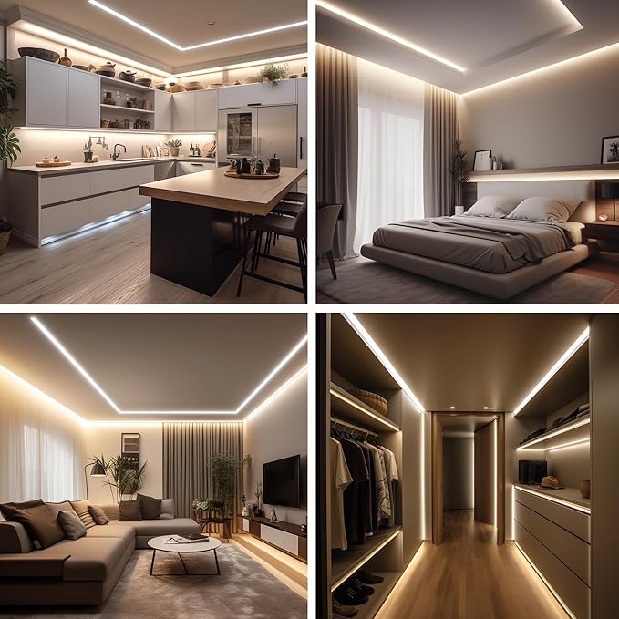 COB LED Strip Light with Remote, Dimmable 16.4FT/5M Flexible High Density LED Light,4000K Natural White 2400LEDs Super Bright LED Light Strip CRI 90+ for Bedroom,Kitchen,DIY Home Decoration