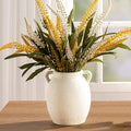 Ceramic Flower Vase 7.6 inch Farmhouse Rustic Vase Decorative Pottery Terracotta Vases for Home Decor Table Mantle Fireplace Living Room Bathroom Wedding Centerpiece (White-Upgraded)