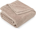 PAVILIA Soft Fleece Taupe Tan Throw Blanket for Couch, Lightweight Plush Warm Blankets for Bed, Fuzzy Cozy Flannel Blanket Throw for Sofa, Travel, Jacquard Pattern, Taupe/Camel, Twin, 60x80 inch