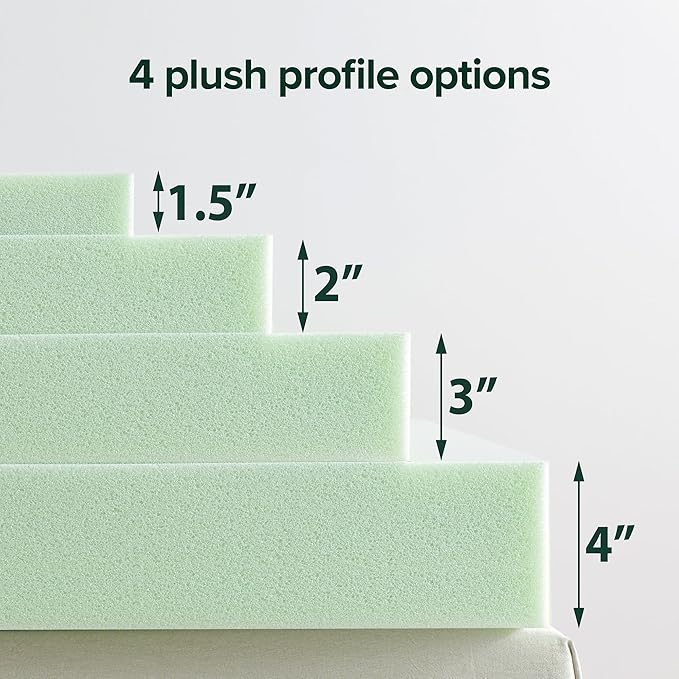 ZINUS 4 Inch Green Tea Memory Foam Mattress Topper, Smaller, More Convenient WonderBox Packaging, Pressure-Relieving Layers, CertiPUR-US Certified, King
