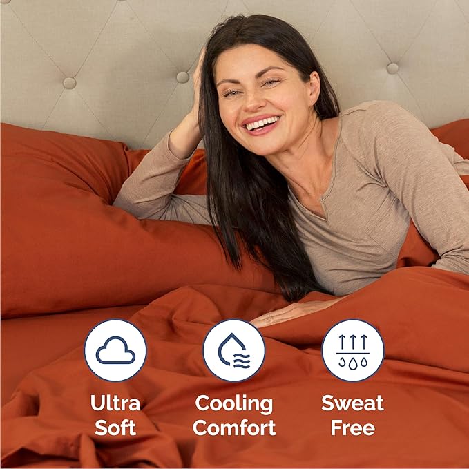 Cal King Size 4 Piece Sheet Set - Comfy Breathable & Cooling Bed Sheets Set - Hotel Luxury Bedding for Women, Men, Kids, Teens, Boys & Girls - Deep Pockets, Soft, Wrinkle Free - Oeko-Tex - Terracotta