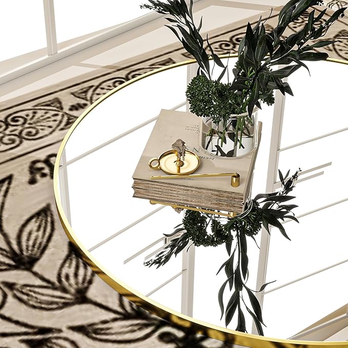 Round Mirror Wall Mounted Mirror - 32" Circle Mirror Bathroom Vanity Mirror with Aluminum Frame for Bedroom Living Room, Entryway Decor Gold Mirror