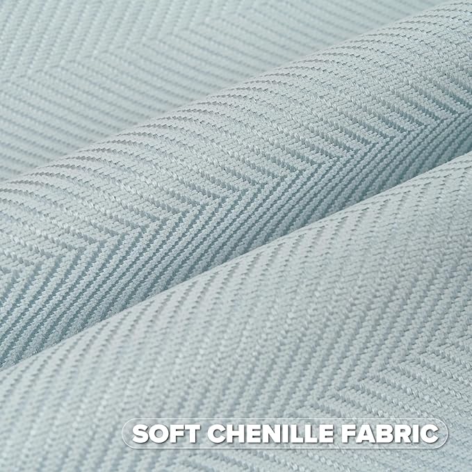 FUTEI Light Blue Chenille Throw Pillow Covers 20x20 Inch Set of 2,Soft Wide Chevron Textured Cushion Case,Farmhouse Home Decor for Couch Living Room