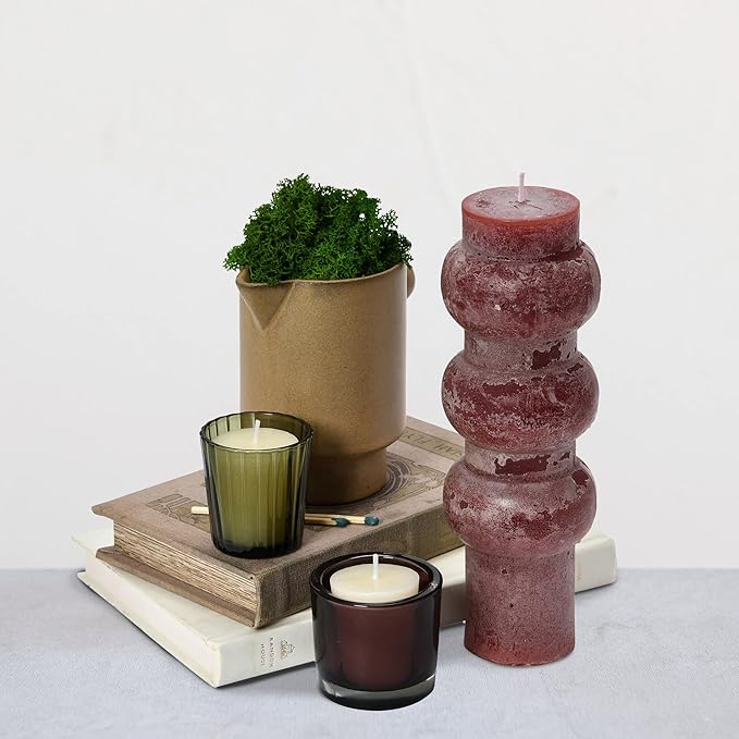 Creative Co-Op Unscented Totem Pillar, Cabernet Candles, 3" L x 3" W x 9" H, Purple