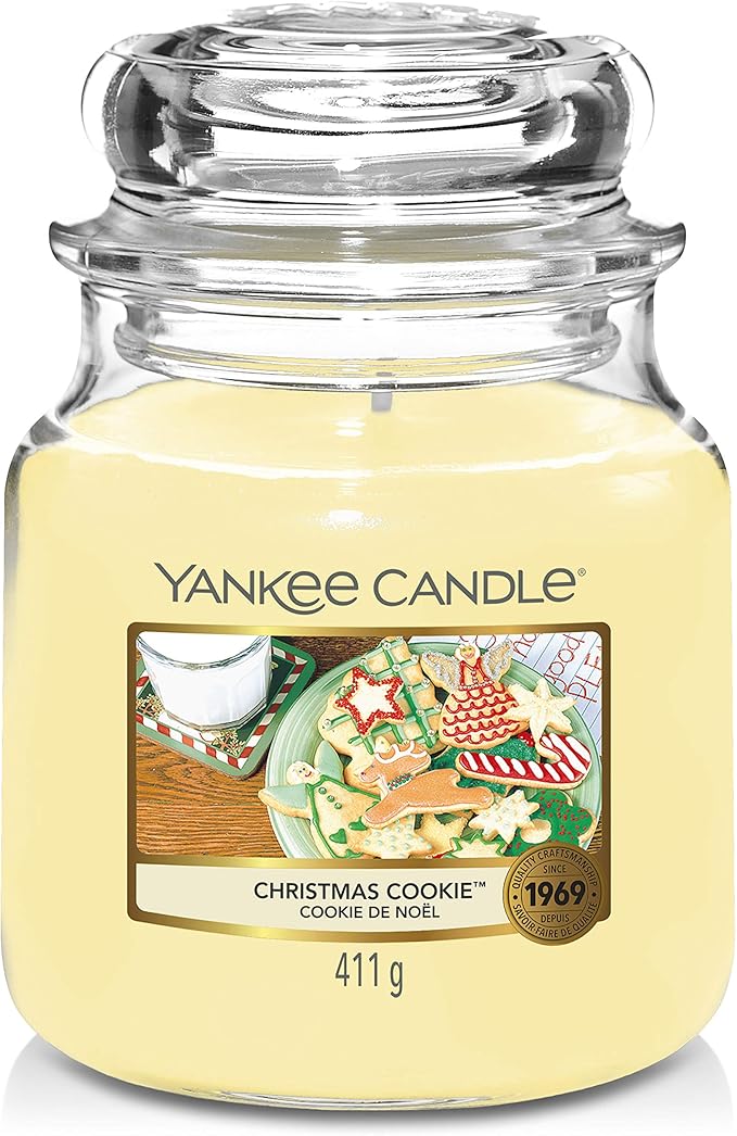 Yankee Candle Christmas Cookie Scented, Classic 14.5oz Medium Jar Single Wick Candle, Over 65 Hours of Burn Time
