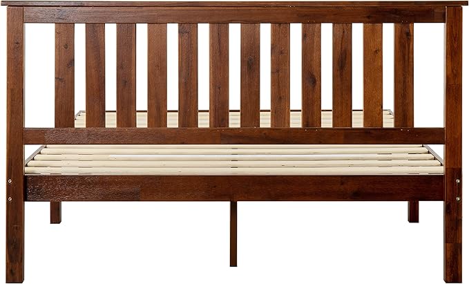 Mellow Marley 14 Inch Solid Wood Platform Bed with Paneled Headboard, Espresso, Queen