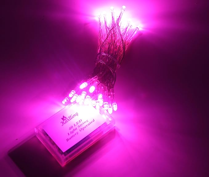 Karlling Battery Operated Pink 40 LED Fairy Light String Wedding Party Xmas Christmas Decorations(Pink,5 Pack)