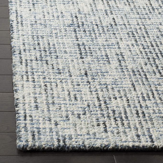 SAFAVIEH Abstract Collection Area Rug - 8' x 10', Blue & Charcoal, Handmade Wool, Ideal for High Traffic Areas in Living Room, Bedroom (ABT468B)