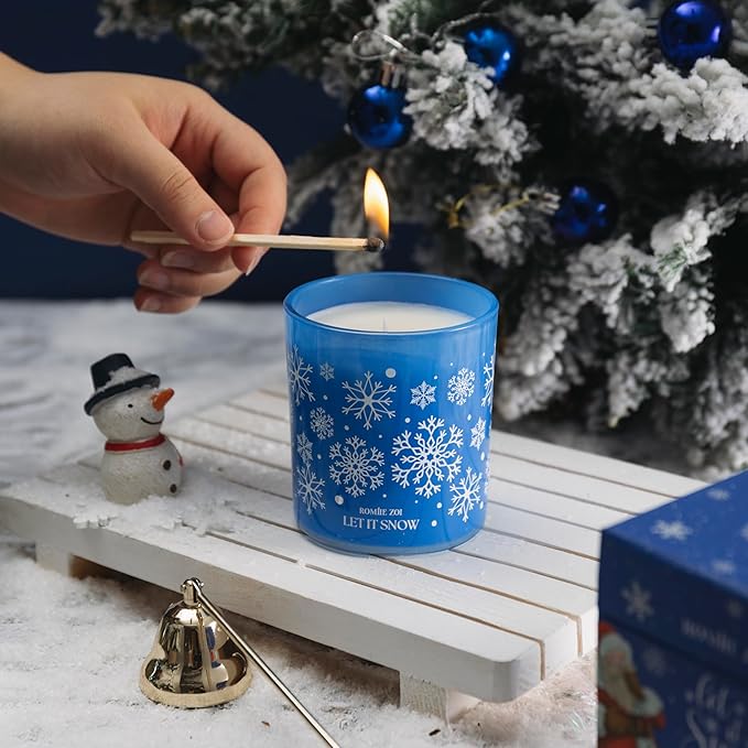 ROMIIE ZOI Christmas Scented Jar Candle - 6oz Soy Wax Candle - Let It Snow Infused with Winter Fruits Aroma - with Beautiful Keepsake Box Special for Christmas/Holiday Gifts