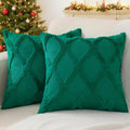 decorUhome Christmas Throw Pillow Covers 20x20 Inch Set of 2, Soft Plush Faux Fur Wool Green Couch Pillow Covers, Decorative Neutral Pillow Cases for Bed Sofa Living Room Home Decor