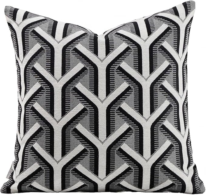 Premium Throw Pillow Covers 20x20 Inches - Artistic Y Pattern Branch Chenille Jacquard Embroidery Decorative Couch Pillow Covers for Living Room Bedroom Sofa Home Décor