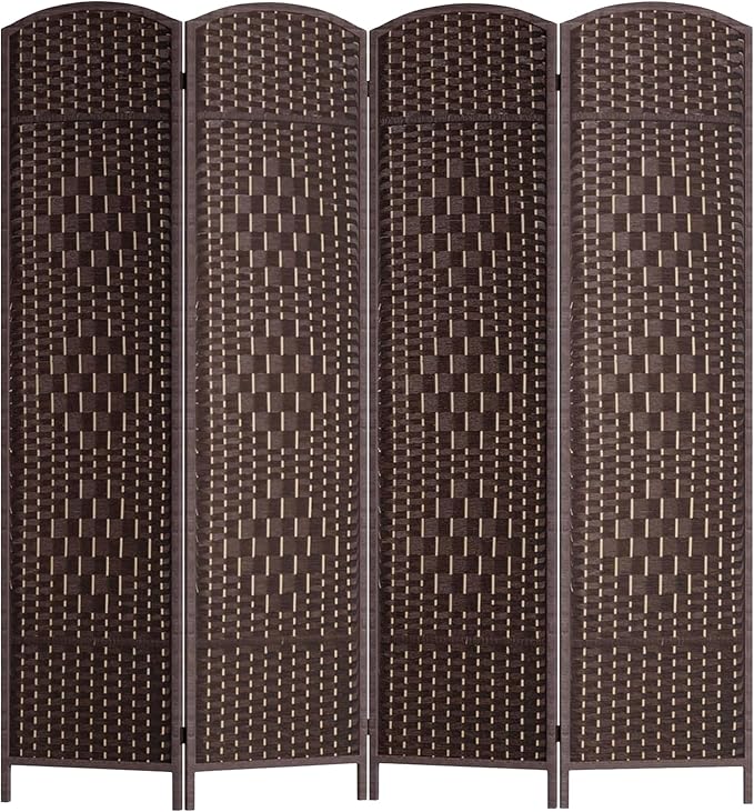 FDW Room Divider 6FT Wooden Screen Folding Privacy Screens Portable Wall Dividers for Home Office Bedroom, Dark Brown