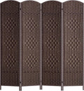 FDW Room Divider 6FT Wooden Screen Folding Privacy Screens Portable Wall Dividers for Home Office Bedroom, Dark Brown