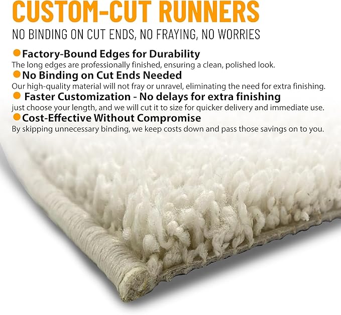 Ottomanson 3' x 16' Shaggy Runner Rug - Plush & Cozy Non-Slip Carpet for Bedroom, Living Room, Bathroom & Entryway - Durable & High-Traffic Friendly for Hallways & Dorms, Cream