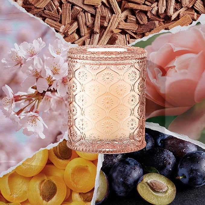 LA JOLIE MUSE Cherry Sakura Candle - Cherry Blossom, Rose, Sandalwood | 6 oz Natural Soy Wax | 40 Hours Clean Burn | Floral Scented Candle | Gift-Ready for Hosts & Gatherings