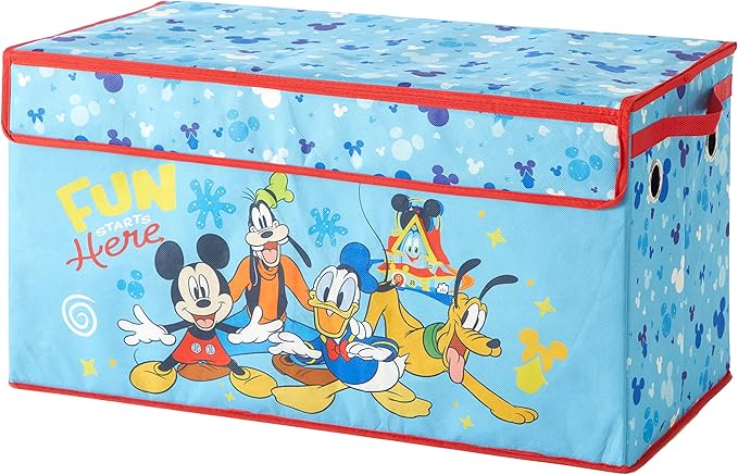 Idea Nuova Disney Mickey Mouse Collapsible Children’s Toy Storage Trunk, Durable with Soft Lid, 28.5"x 14.5"x16"