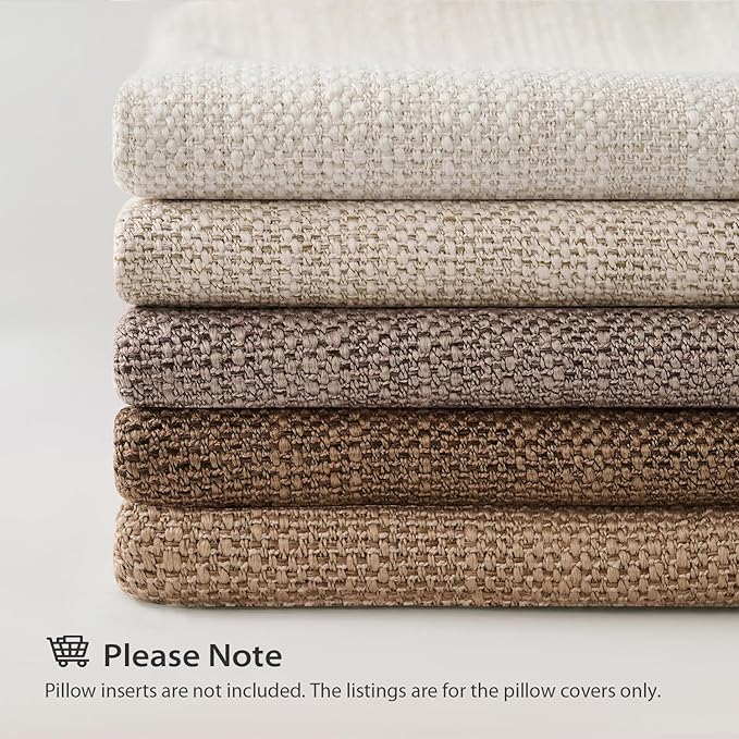 Meekio Set of 4 Linen Beige Pillow Covers 18x18, Linen Look Throw Pillow Covers with Flange Edge for Sofa Couch Living Décor