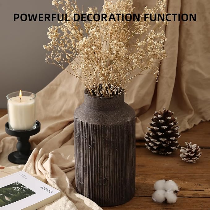 Rustic Vases for Home Decor. Ceramic Vase for Dining Table Decor. Terracotta Decorative Vase 9.7IN. ZSHLXM