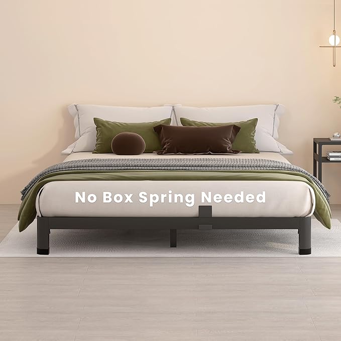 MAF 4 Inch Full Size Metal Platform Bed Frame with Round Corner Legs, 3000 LBS Heavy Duty Steel Slats Support, Noise Free, No Box Spring Needed, Easy Assembly