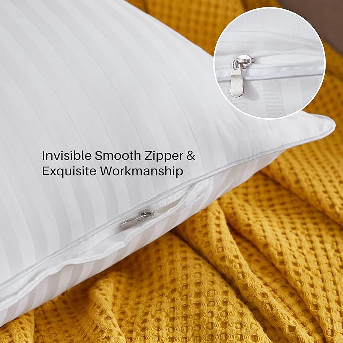 Oubonun 18 x 18 Throw Pillow Inserts, Firm and Fluffy Decorative Square Pillows for Couch Bed Sofa with Soft Cotton Cover White Cushion with Down Alternative Pack of 2