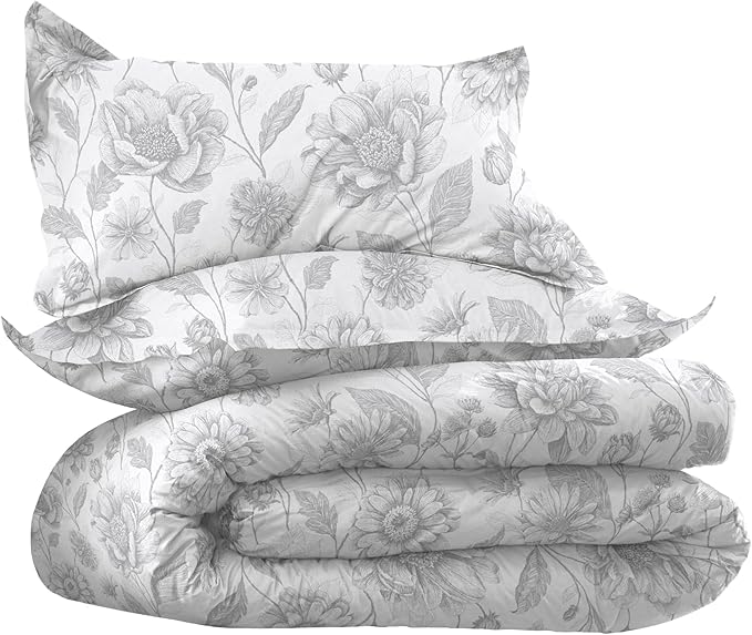 EcoPure Martex Comfort Wash 3-Piece Print King Size Comforter Set – 100% Organic Cotton - All-Season - Breathable & Lightweight – Easy Care – Meadow Walk