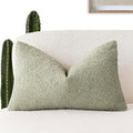 Foindtower Decorative Textured Boucle Throw Pillow Covers Accent Solid Lumbar Pillow Cases Neutral Soft Couch Cushion Case for Chair Sofa Bedroom Living Room Home Decor 12x20 Inch,1PC,Dirty Sage Green