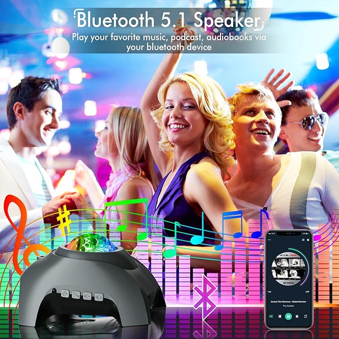 Rossetta Galaxy Projector, Star Projector LED Lights for Bedroom, White Noise Aurora Projector, Night Light for Kids Room, Adults Home Theater, Ceiling, Room Decor, Gift for Christmas, Birthday