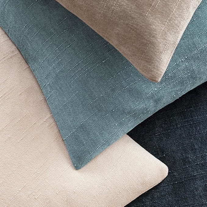 Foindtower Pack of 2 Textured Chenille Throw Decorative Pillow Covers Square Accent Solid Cushion Cover Neutral Farmhouse Pillow Case for Couch Sofa Bedroom Living Room 20x20 Inch,Light Blue
